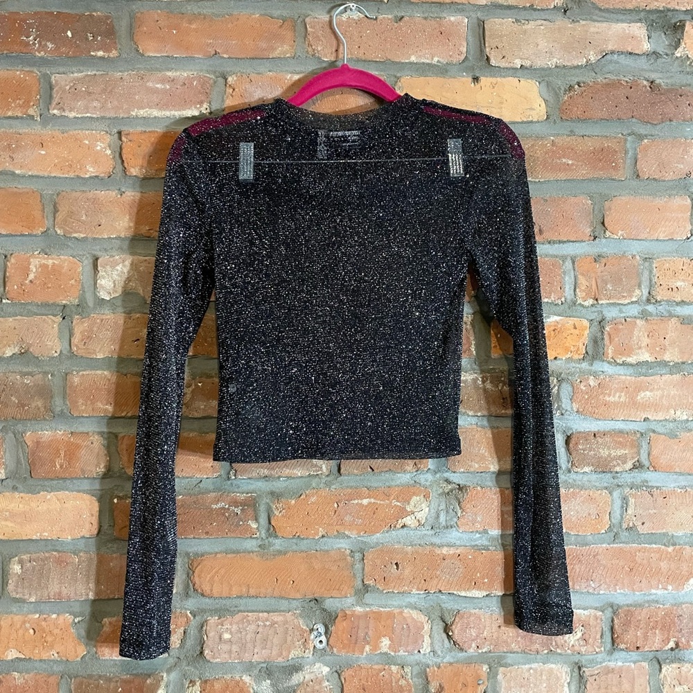 NWOT ✨ ASOS Design Sheer Long Sleeve Glitter Crop Top Size S